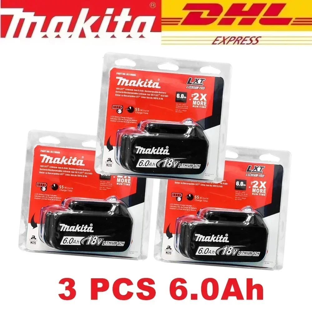 MAKITA Original 18V 6.0Ah Rechargeable Battery, For Makita BL1840B BL1850 BL1850B, Compatible with Pastoral Tool DTW700