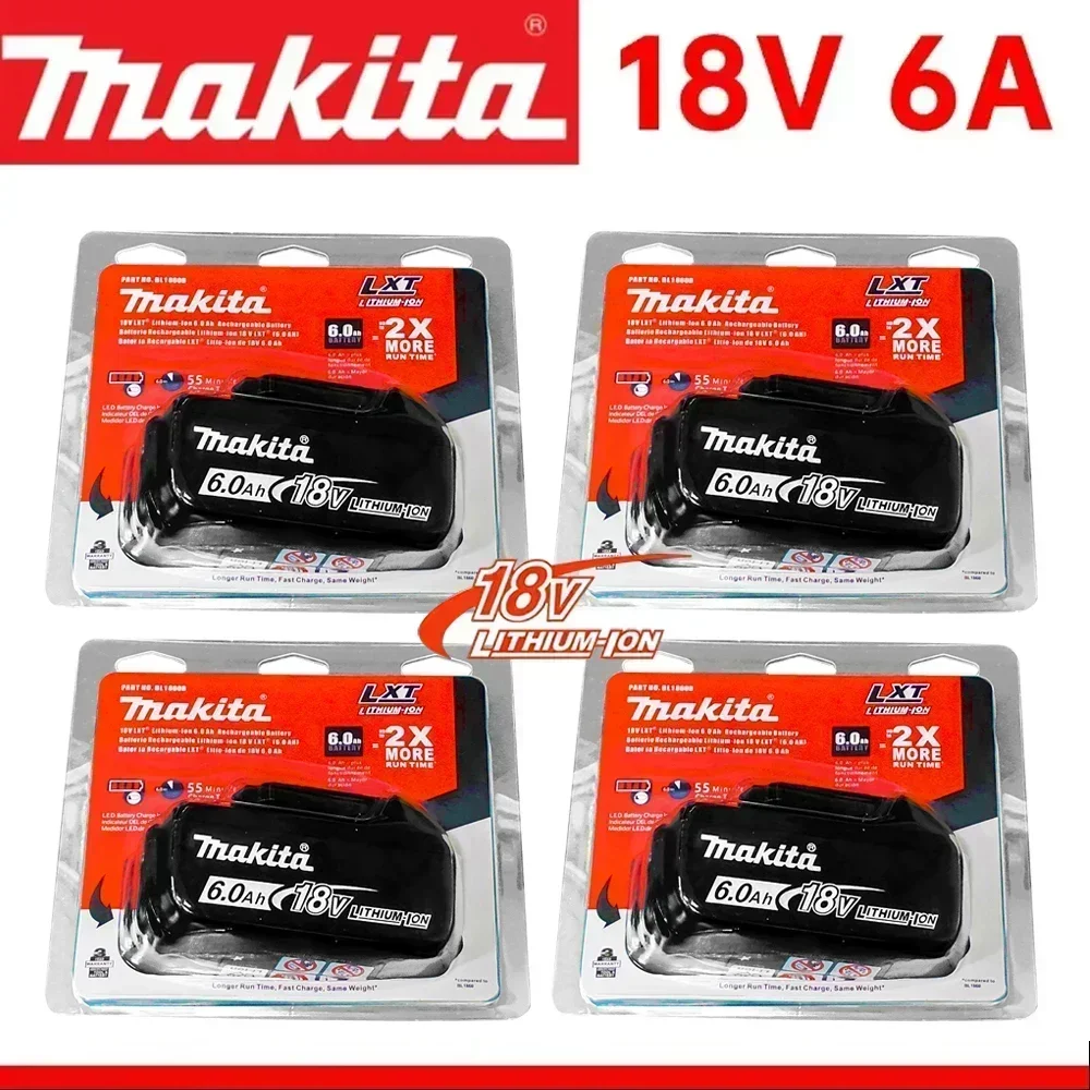 MAKITA 18V Lithium-Ion Battery BL1860B 6Ah LXT Rechargeable Replacement for 18V Makita Power Tools, with LED Indicator BL1850, BL1860