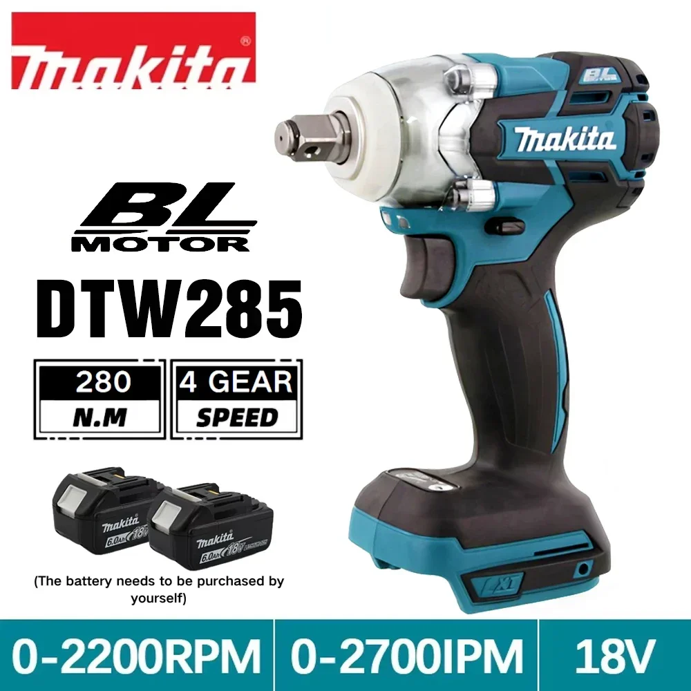 MAKITA DTW285 Brushless Cordless Electric Wrench, 320N.M Impact Tool, 18V Rechargeable