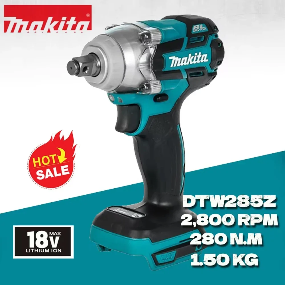 MAKITA DTW285Z 18V Cordless Brushless Impact Wrench, 280N.m Torque, 1/2" Socket
