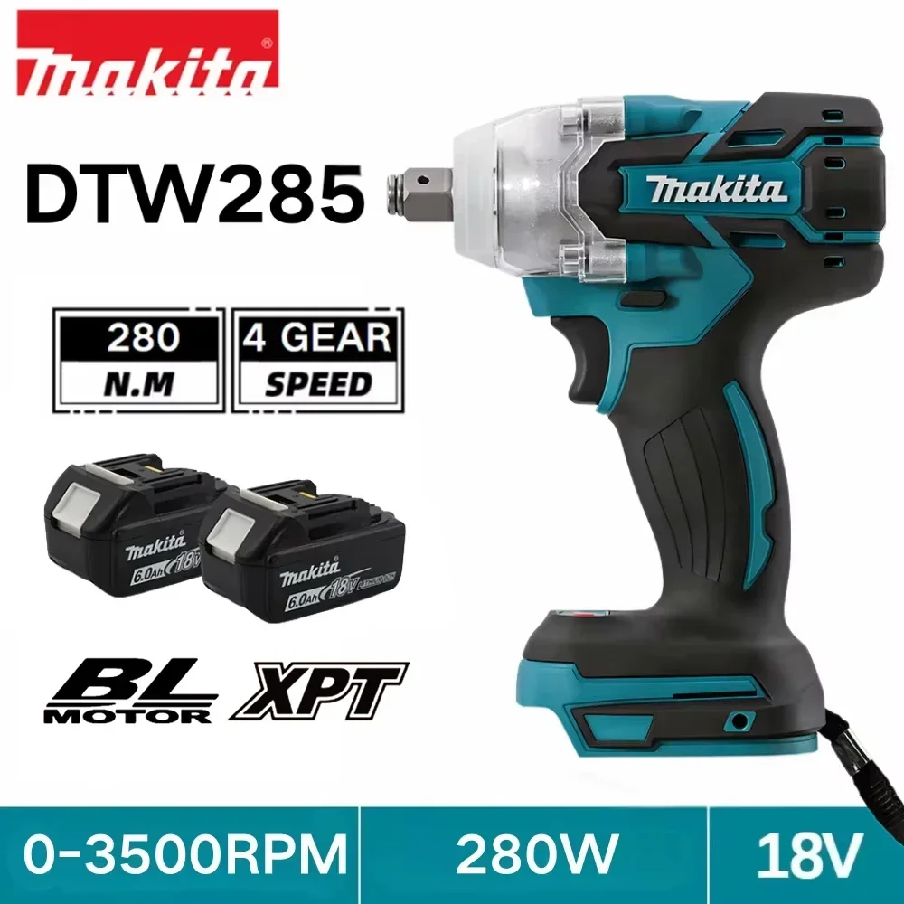 MAKITA DTW285 280N.M Torque Brushless Impact Wrench, Cordless Electric Drill, 1/2" Drive, for 18V Battery