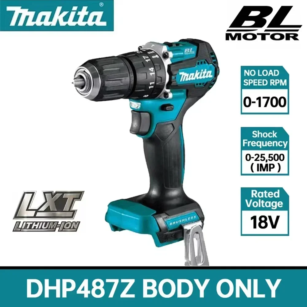 MAKITA DHP487 Cordless Impact Drill/Driver, Electric Hammer Drill, 18V LXT Lithium-Ion Battery