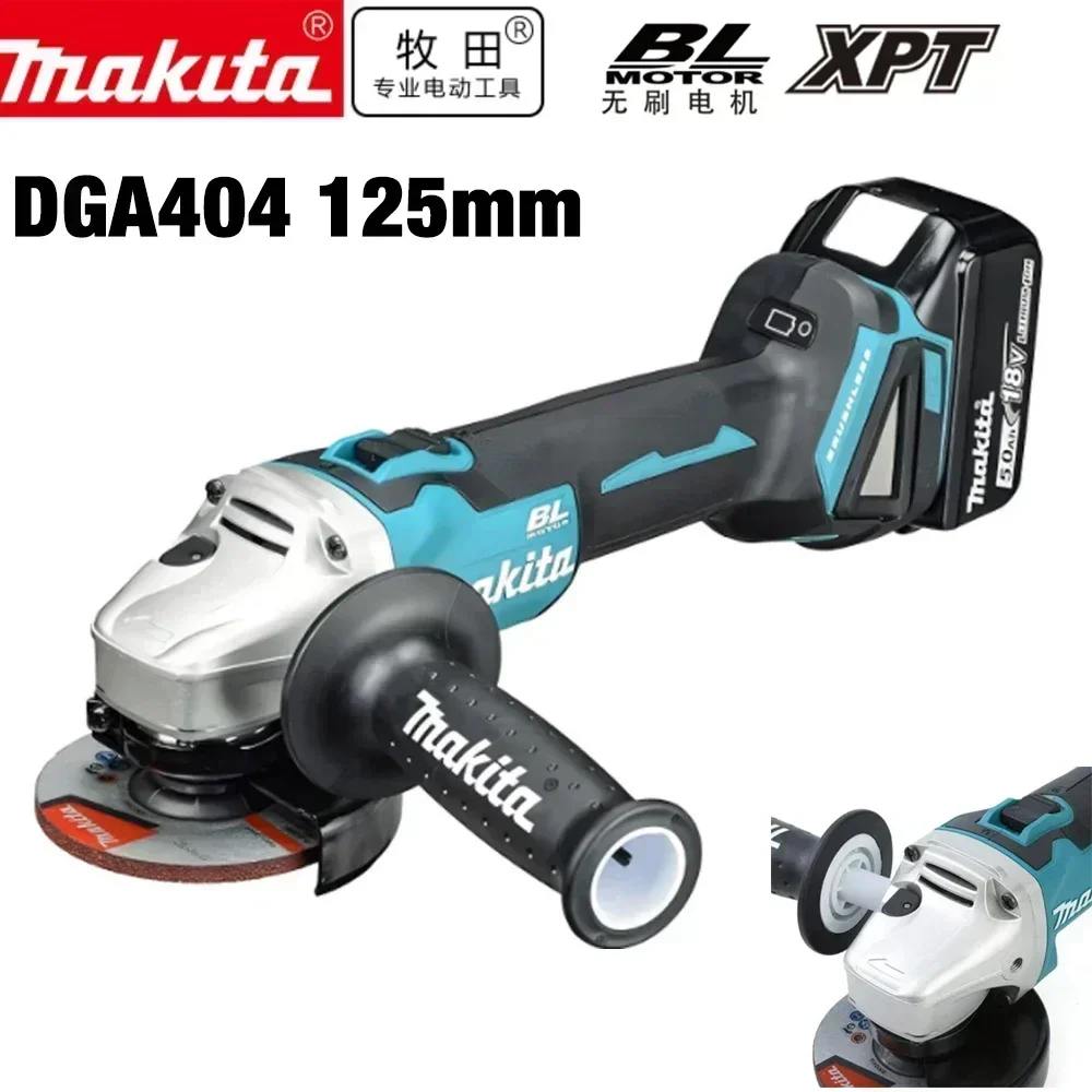 MAKITA DGA404 18V Brushless Lithium Electric Angle Grinder (125/100mm) - Rechargeable, High Power for Cutting and Polishing