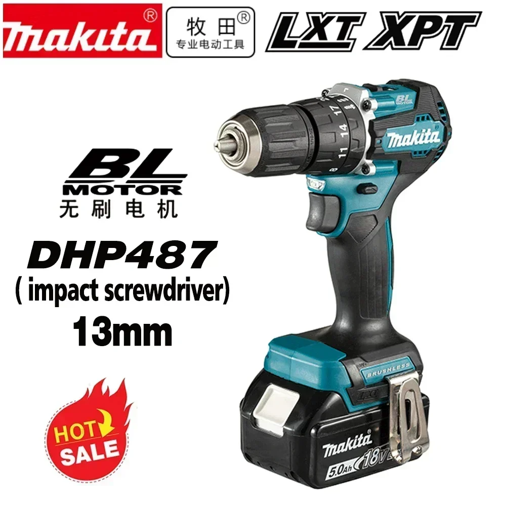 MAKITA DHP487 18V LXT Brushless Cordless Impact Drill/Driver, Hammer Function, Rechargeable Screwdriver Tool (DHP487Z)