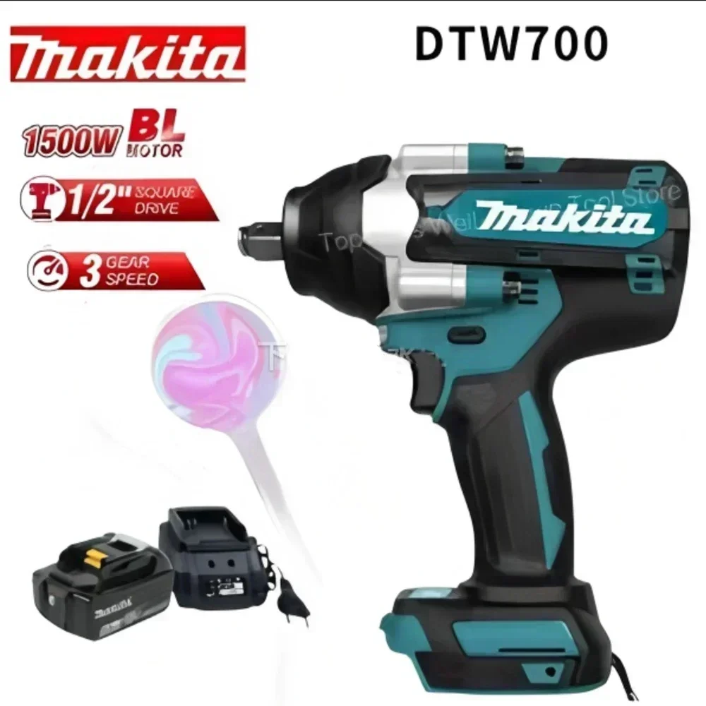 MAKITA DTW700X 1/2" Brushless Cordless Electric Impact Wrench (1000 Nm Torque) with 18V Lithium-Ion Battery