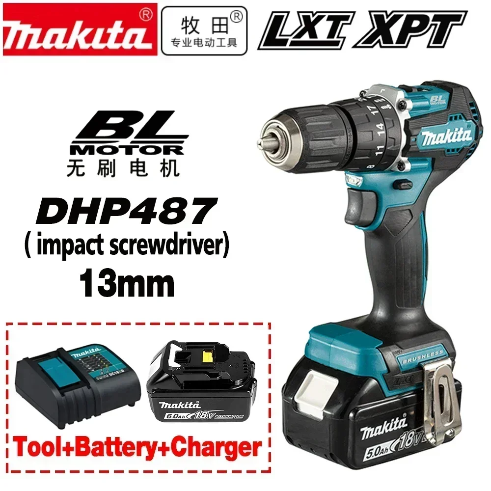 MAKITA DHP487 Cordless Brushless Impact Driver Drill 18V Rechargeable, 3/8" Drive Torque Power Tool