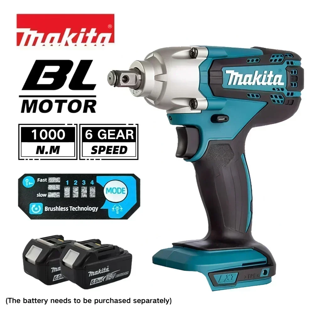 MAKITA DTW700 Brushless Electric Impact Wrench, 1/2" Drive, 1000 Nm Torque, with 18V Lithium-Ion Battery