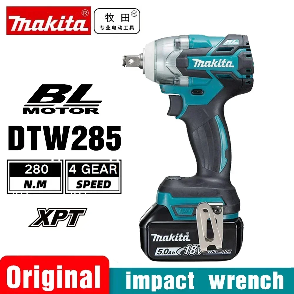 MAKITA DTW285 18V Brushless Cordless Impact Driver 280N.m Torque, 1/2" Socket, Rechargeable, Compatible with Makita 18V Batteries