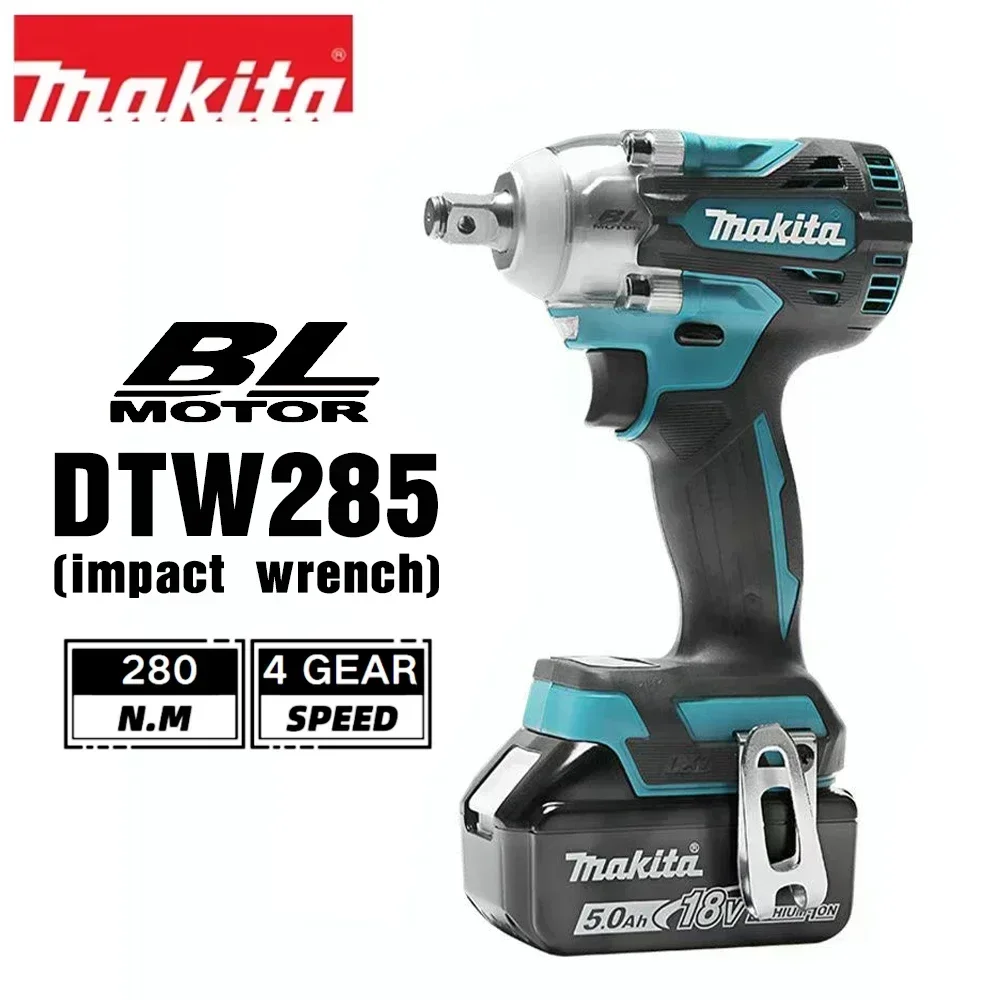 MAKITA DTW285 18V Brushless Cordless Impact Driver, 280 N.m Torque, 1/2" Socket, Rechargeable Lithium-Ion Battery