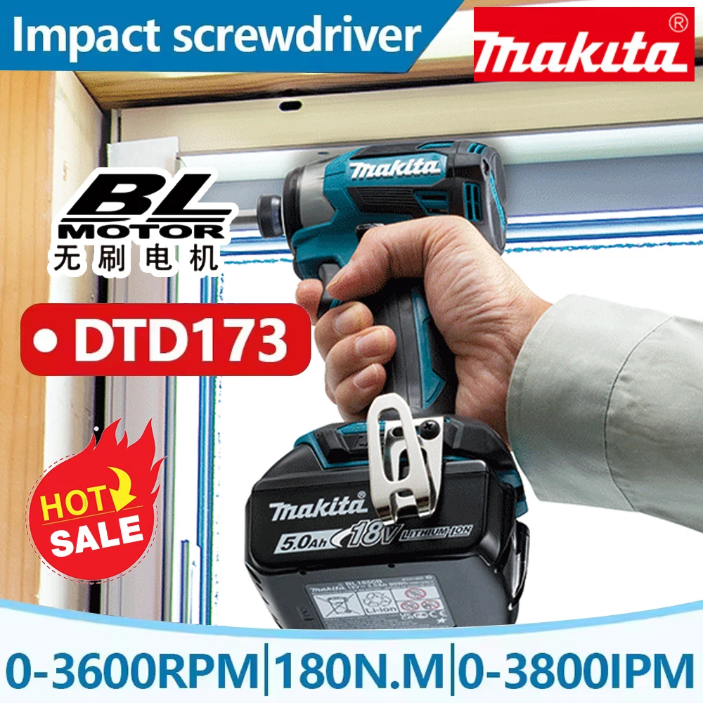 MAKITA DTD173 Brushless Impact Driver, 180N.m, Cordless, Electric Drill/Screwdriver, for Makita 18V Battery