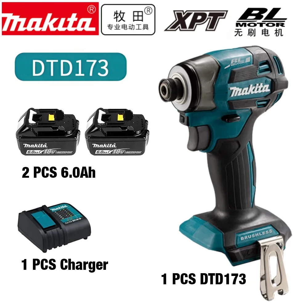 MAKITA DTD173 Cordless Impact Driver Brushless Motor 18V, 1800 RPM, 180 N.m Torque, for Wood, Bolts, T-Mode